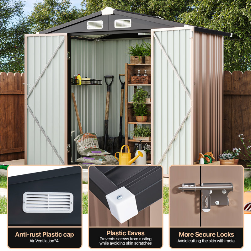 JolyDale 6 Ft. W X 4 Ft. D Outdoor Metal Storage Shed & Reviews